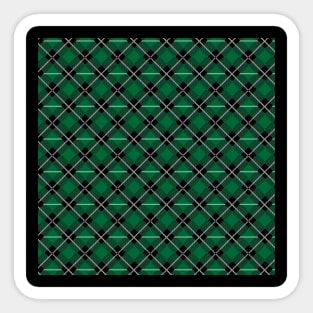 Diagonal Green and Black Flannel-Plaid Pattern Sticker